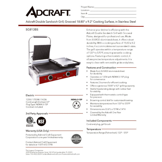 SG813BS Spec Sheet