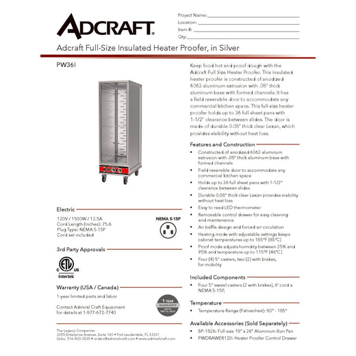 PW36I Spec Sheet
