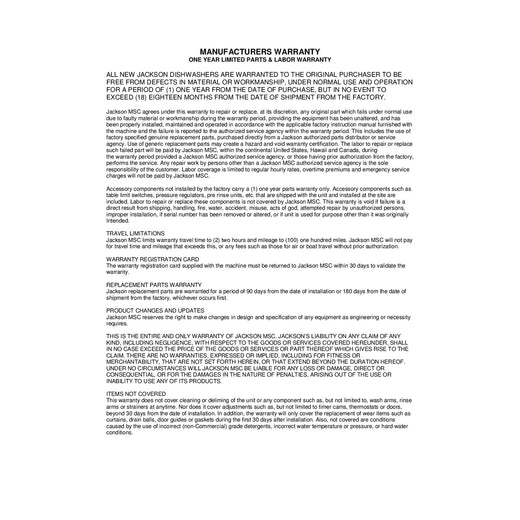 Jackson's Warranty Information