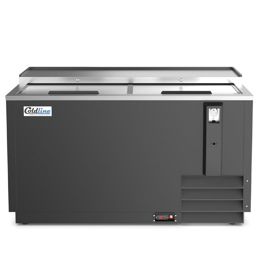 Coldline BBC-50 black horizontal bottle cooler, front view