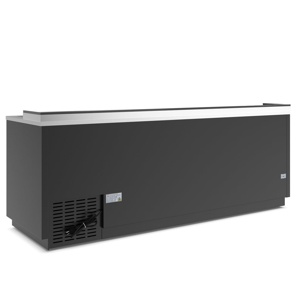 Coldline BBC-80 black horizontal bottle cooler, rear angled view