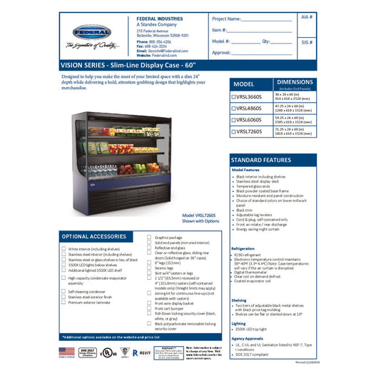 VRSL3660S Spec Sheet