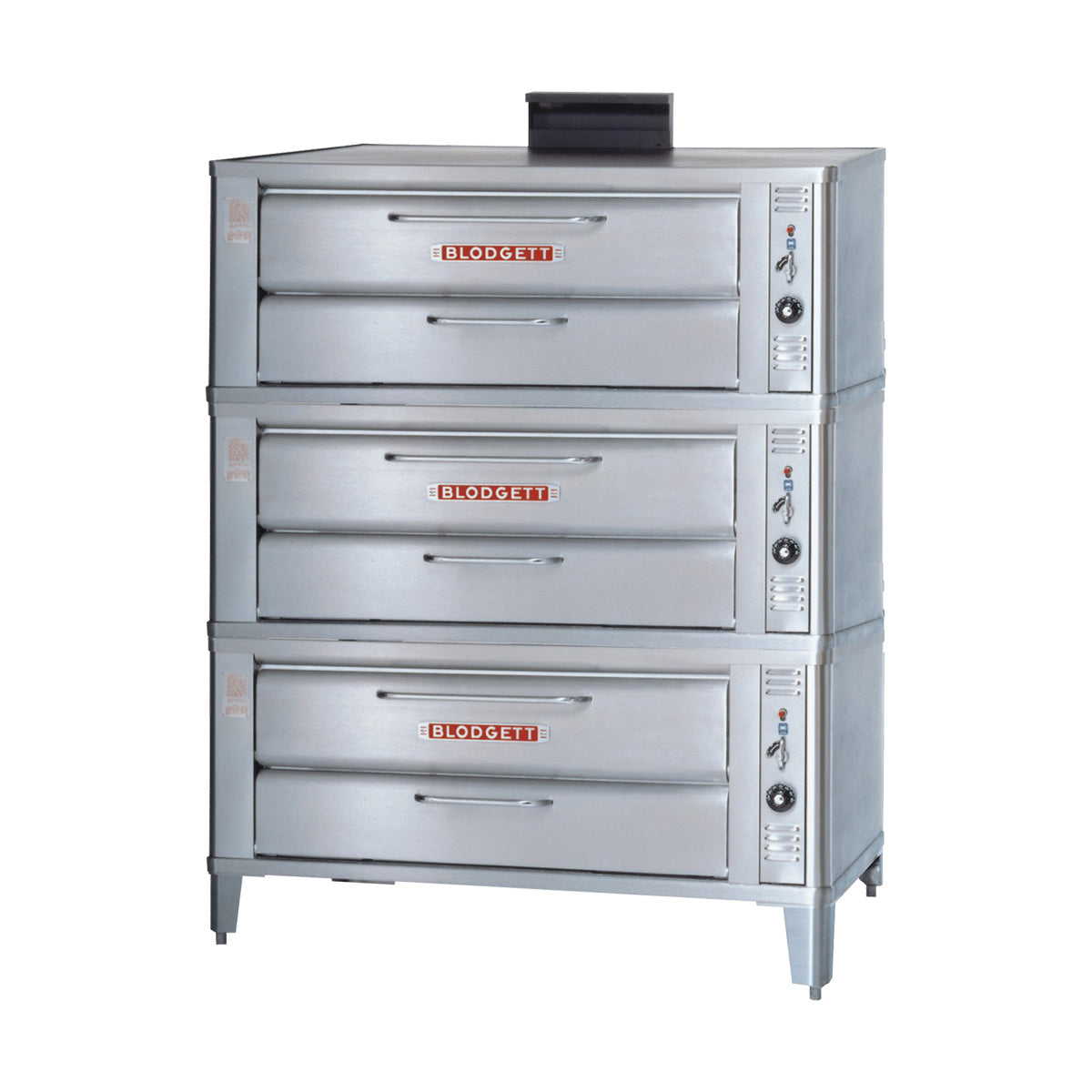 Blodgett 911P-TPL triple stack pizza deck oven, front angle