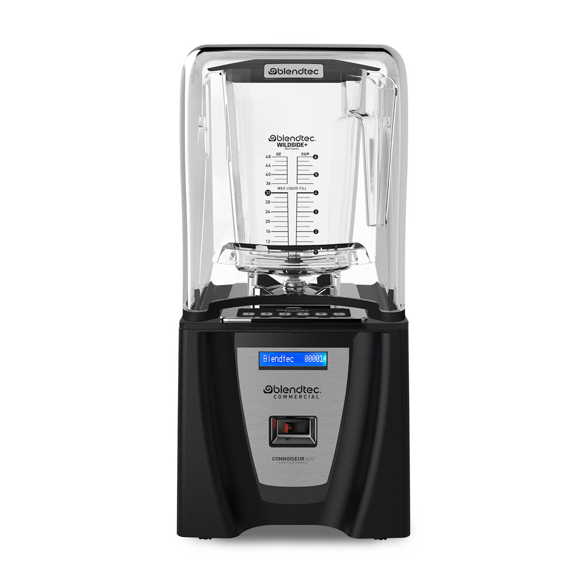 Blendtec C825C11Q-NOJAR Connoisseur 825 blender with sound enclosure, front view