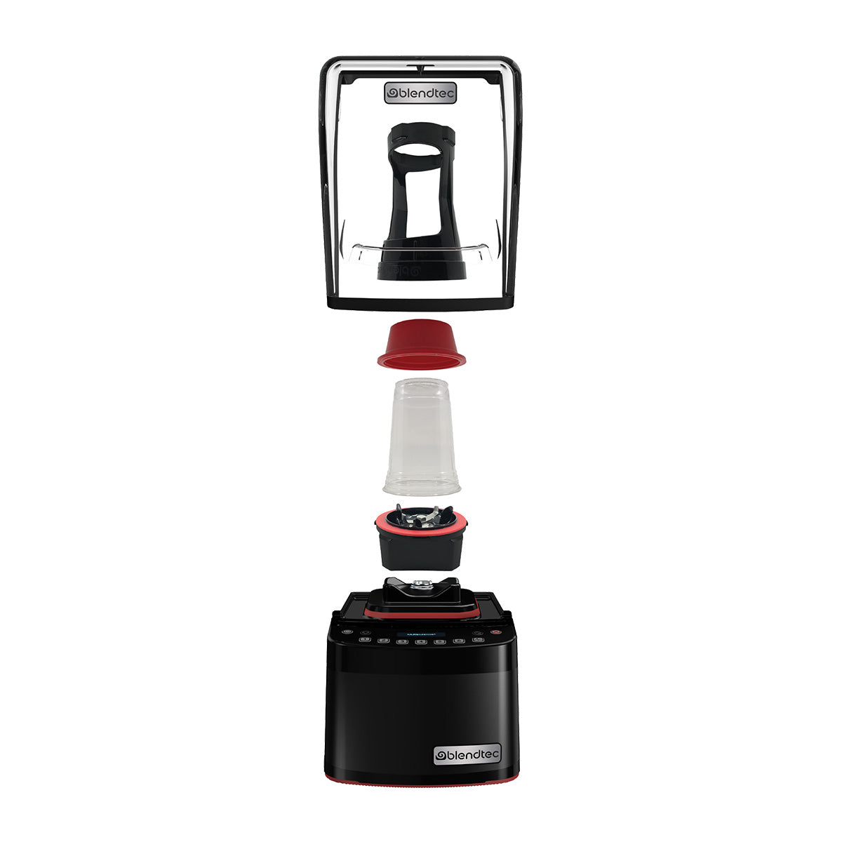 Blendtec SNBSXC2901-B1K Stealth Nitro X with NBS cup stand, ring, cup and micronizer, exploded view