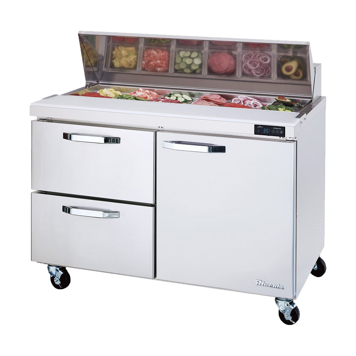 Blue Air BLPT60-D2L-HC sandwich prep table, front angle view