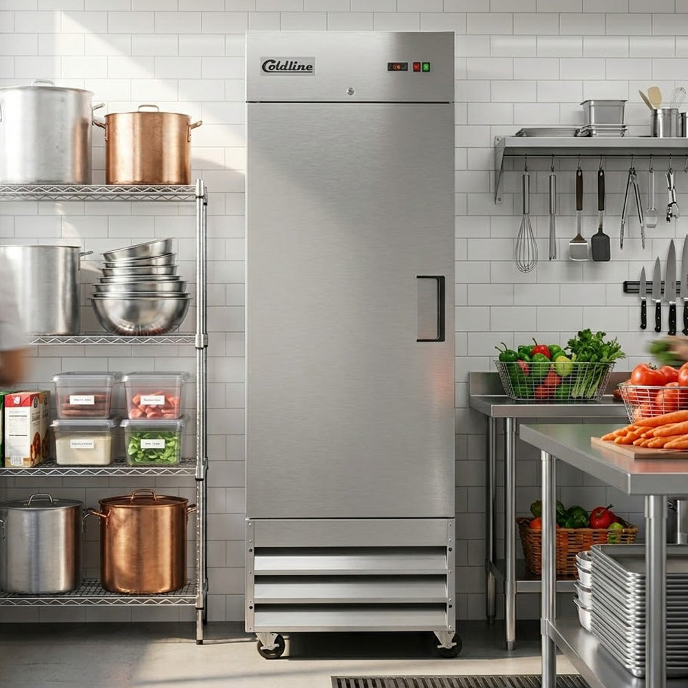Coldline C-1RL 29" Left-Hinged Solid Door Commercial Reach-In Refrigerator - Stainless Steel