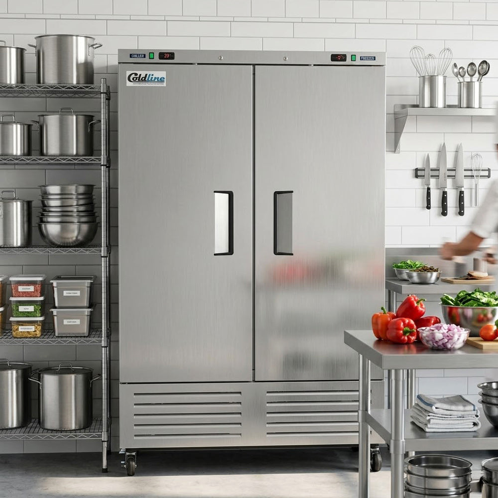 Coldline C-2RF 54" Two Solid Door Dual Temperature Commercial Reach-In Refrigerator, Freezer Combo - Stainless Steel