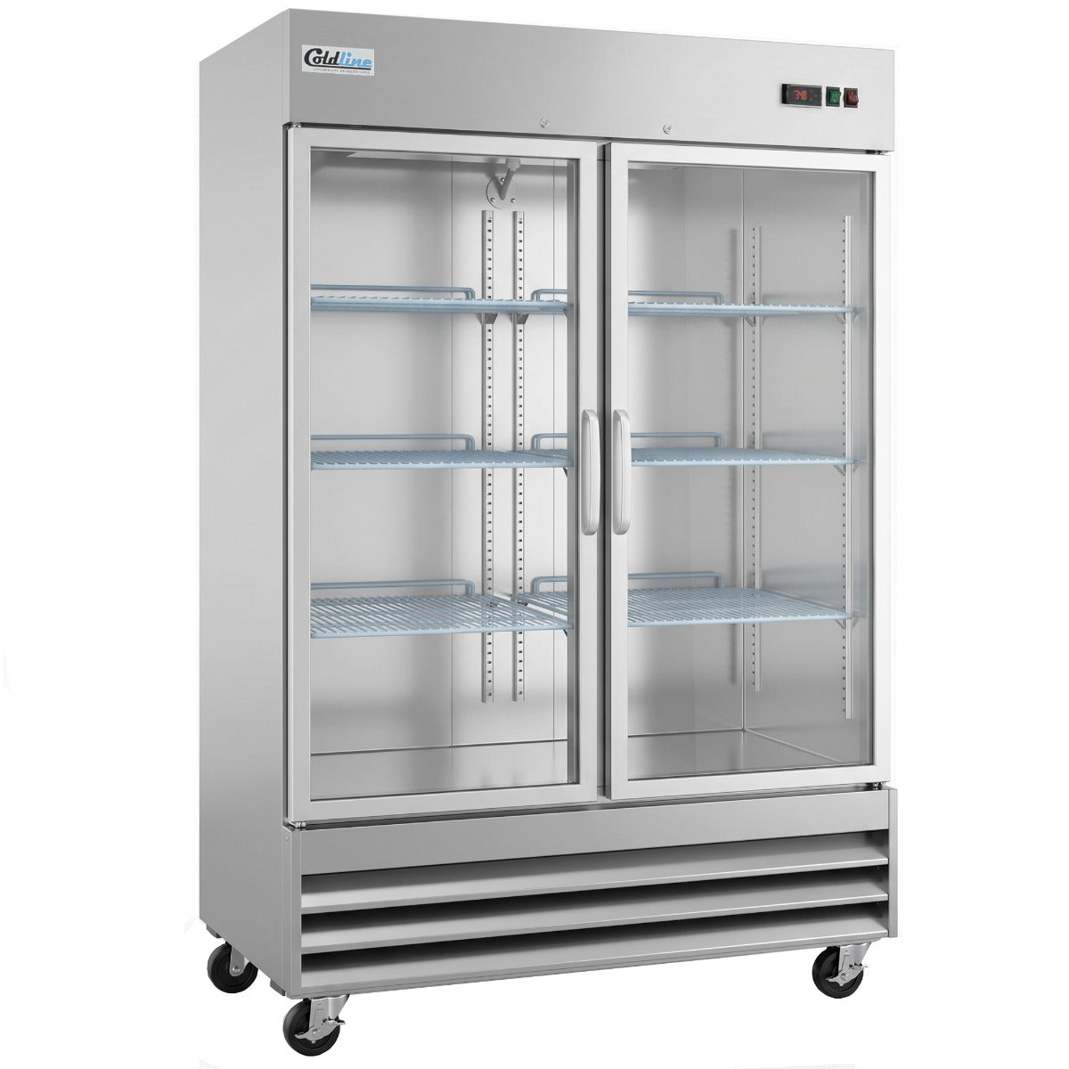 Coldline C-2FG 54" Two Glass Door Commercial Reach-In Freezer - Stainless Steel