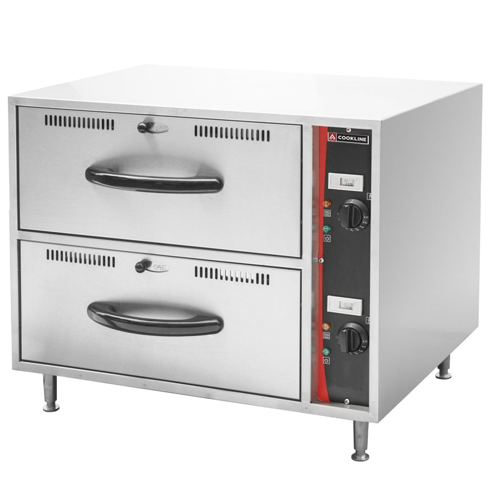 Cookline C-DW-2 double freestanding drawer warmer, front angle view