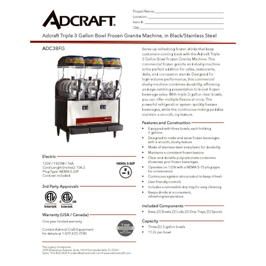 ADC3BFG Spec Sheet