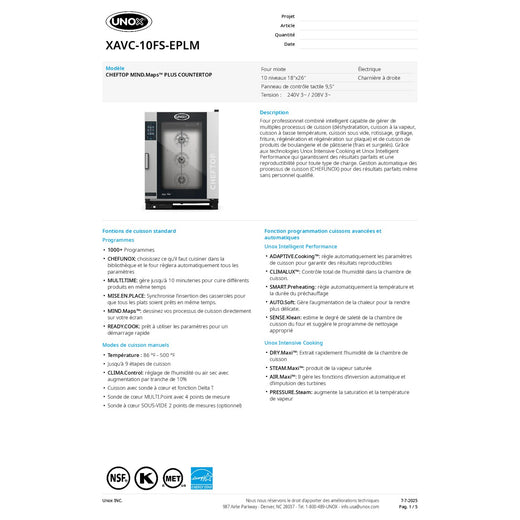French Spec Sheet