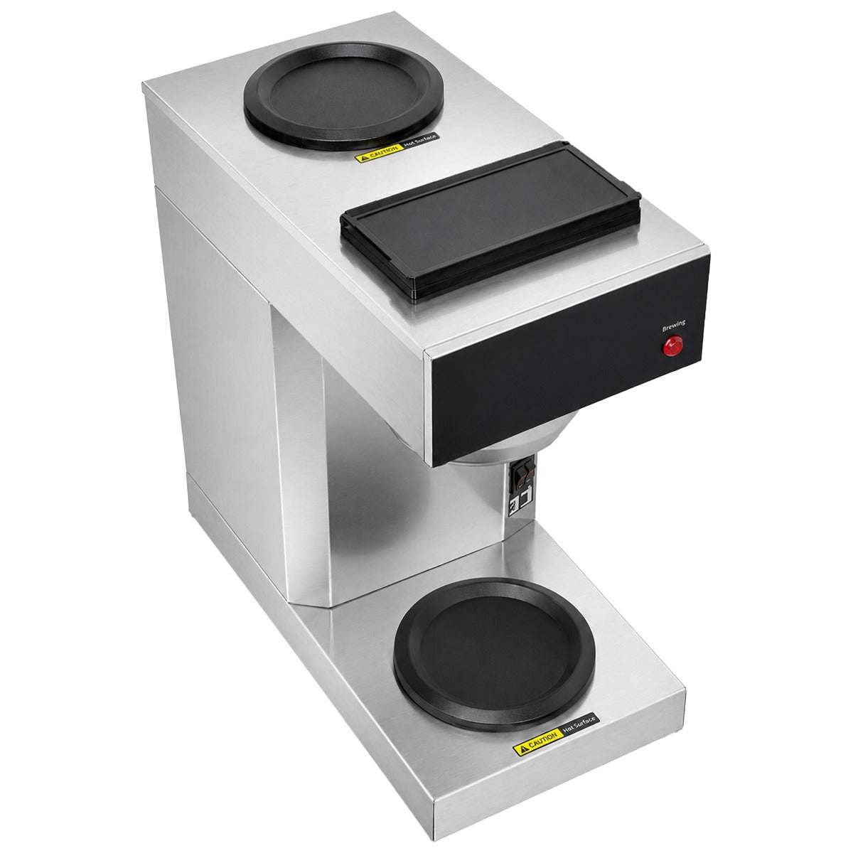 Prepline CAFE-2P-1 coffee maker, angled top view with warmers