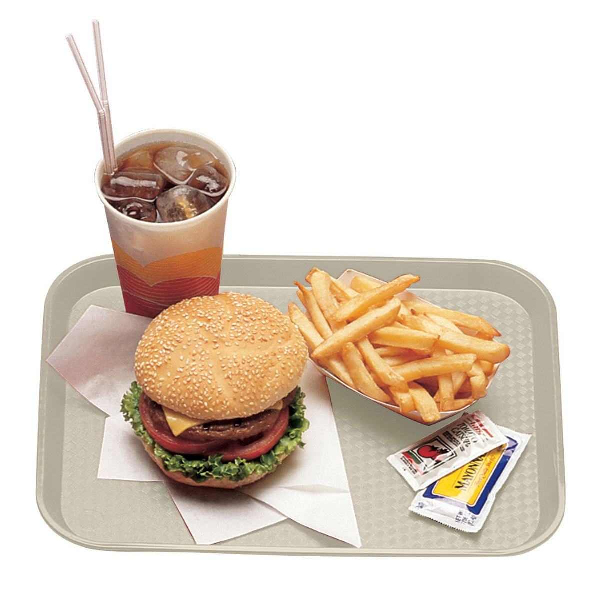 Cambro 1014FF106 Fast Food Tray, 11" x 14" Polypropylene, Peach, NSF, Dishwasher Safe, Made in USA — Case of 24 pieces