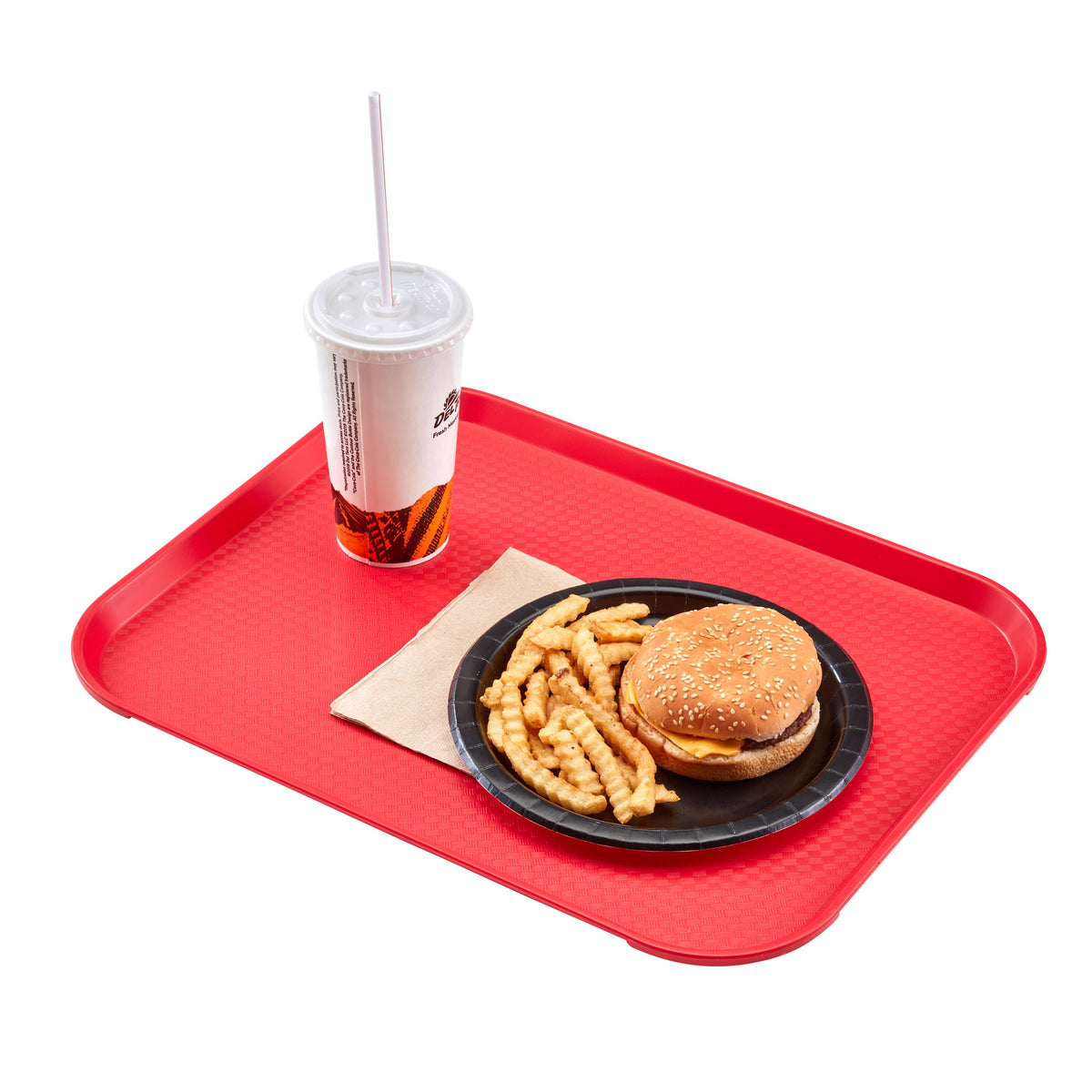 Cambro 1014FF163 Fast Food Tray - 11" x 14" Red Polypropylene, NSF, Dishwasher Safe, Made in USA — Case of 24 pieces