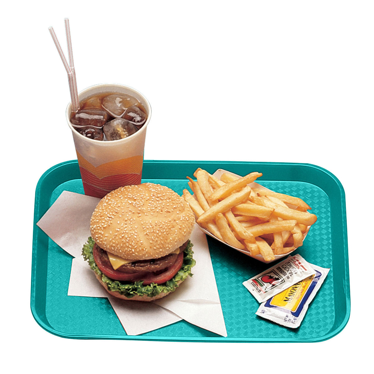Cambro 1216FF414 Fast Food Tray - 12" x 16" Polypropylene, Teal, NSF, Dishwasher Safe, Made in USA — Case of 24 pieces