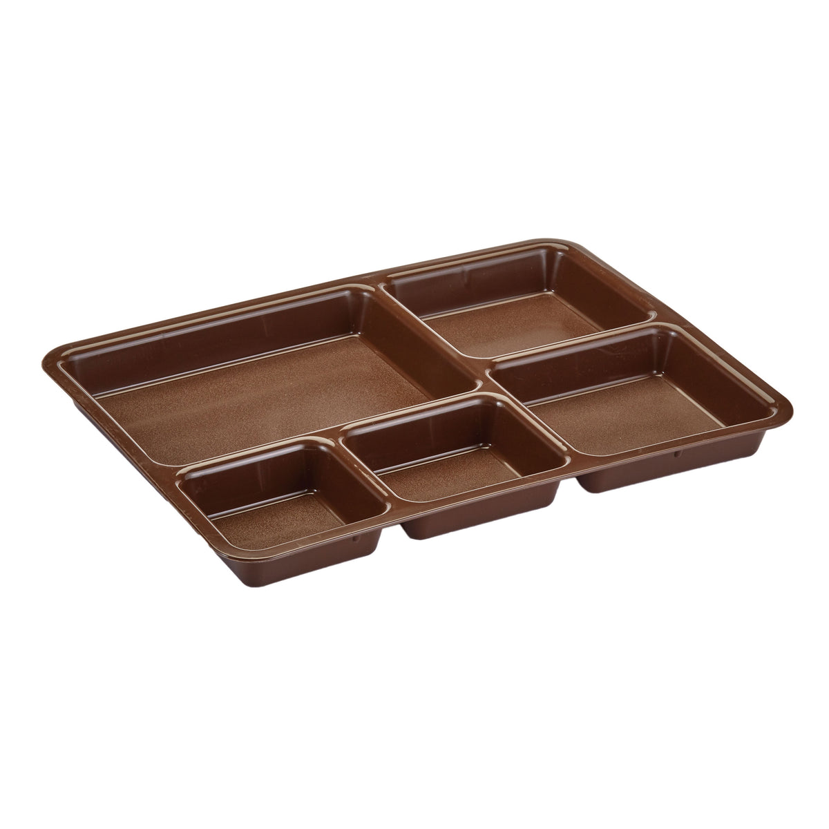 Cambro 1411CP167 5-Compartment Tray-On-Tray, 14.38" x 10.56" x 1.25" Brown Co-Poly, Dishwasher Safe — Case of 24 pieces