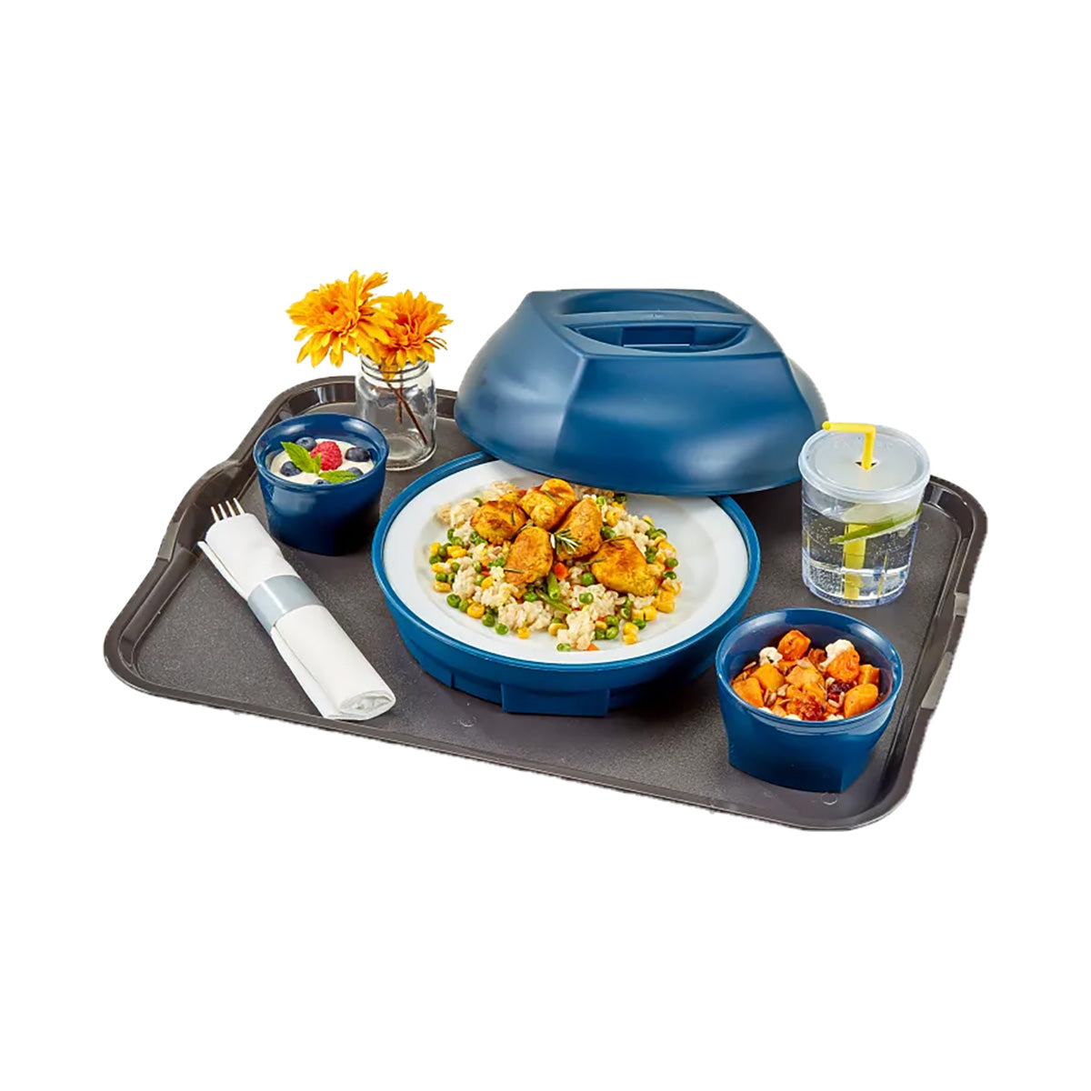 Cambro 1418CWH485 Tray, 14" x 18" Grays Plastic, Smoked Metal, Handles, Lugs, NSF, Dishwasher-Safe — Case of 12 pieces