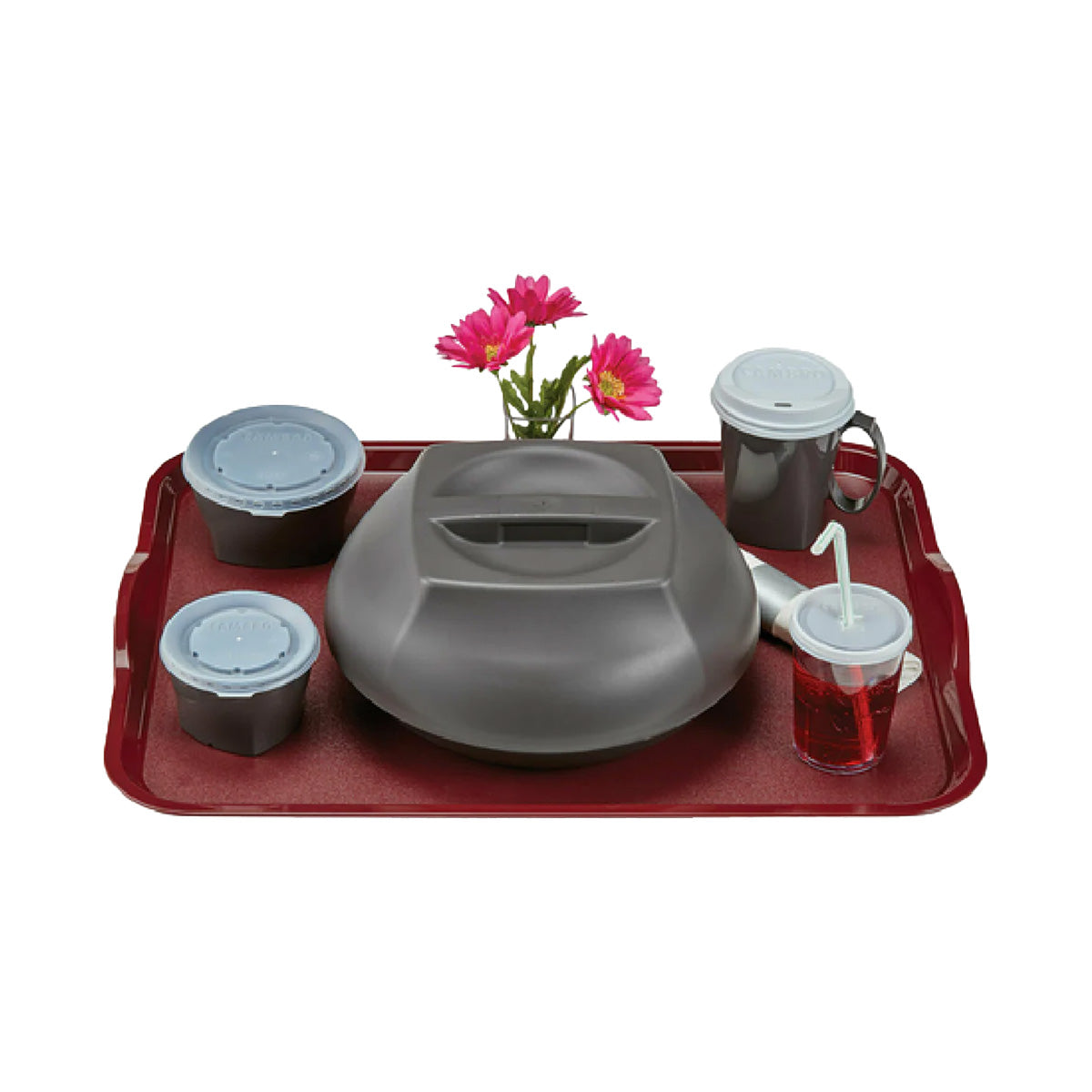 Cambro 1418CWH488 Rectangular Tray, 14" x 18", Dark Cranberry PC- Stacking Lugs NSF Dishwasher Safe — Case of 12 pieces