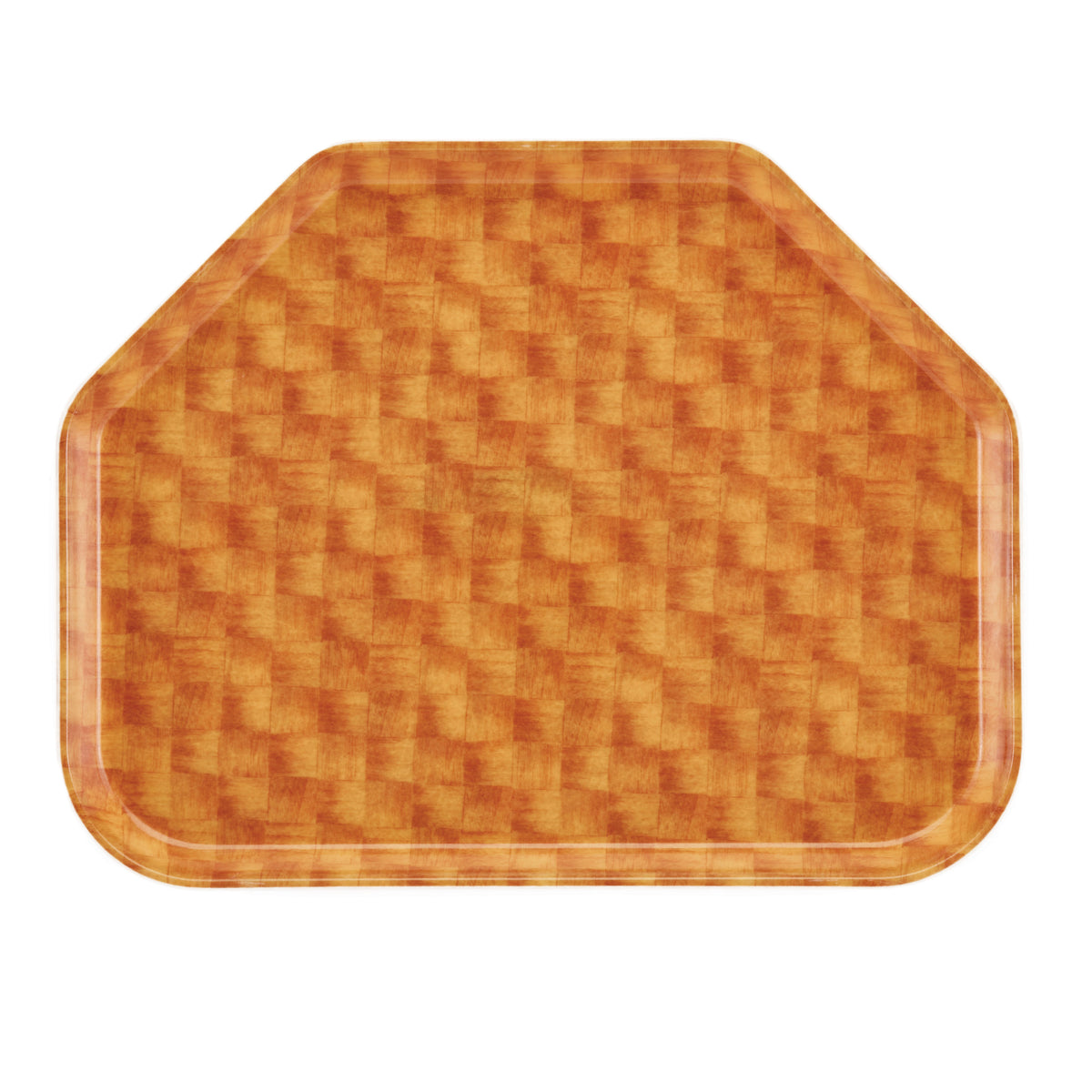Cambro 1422TR302 Trapezoid Tray, 14" x 22", Fiberglass, Wood-Design Color, Basketweave Finish — Case of 12 pieces