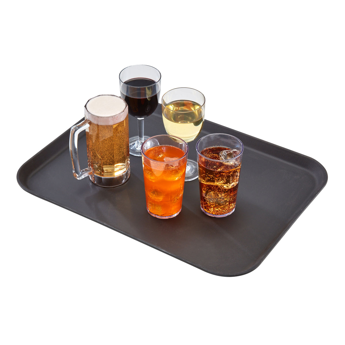 Cambro 1520CT110 Rectangular Non-Skid Serving Tray, 15" x 20-1/4" Black Fiberglass, Dishwasher Safe, NSF Certified — Case of 12 pieces