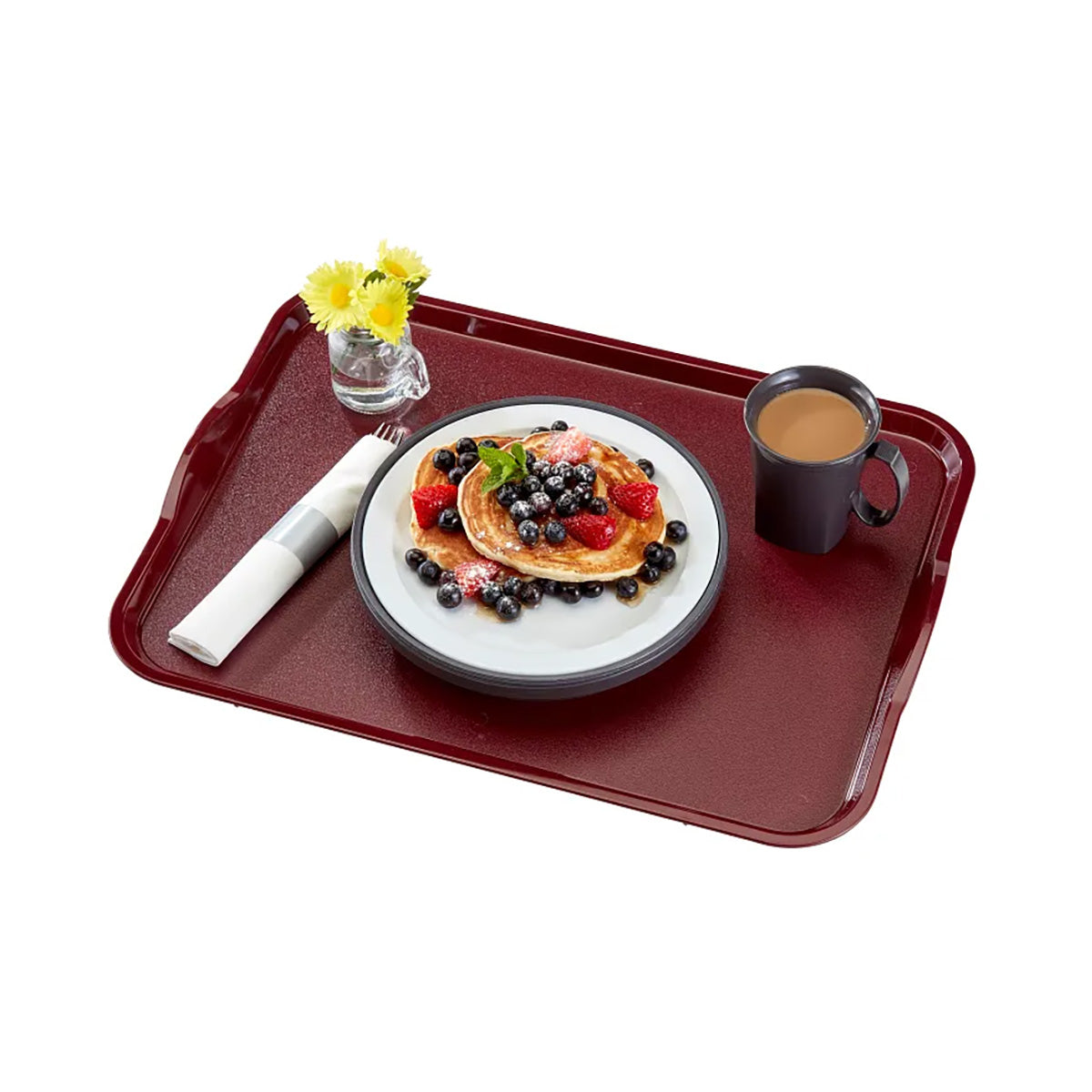 Cambro 1520CWH488 Tray, 15" x 20", Dark Cranberry Polycarbonate, Handles & Lugs, NSF — Case of 12 pieces