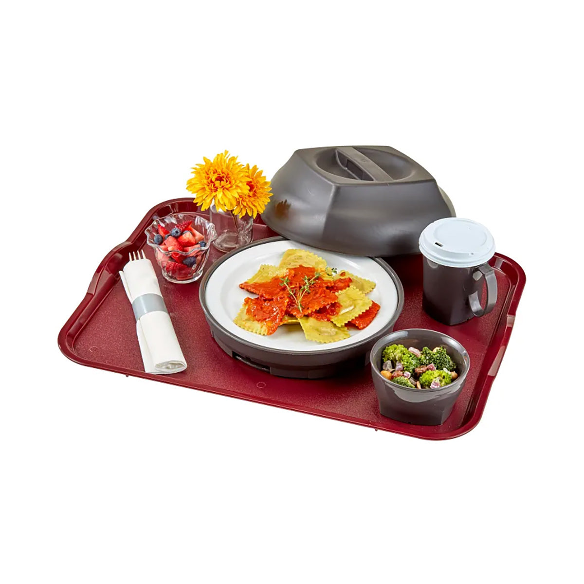 Cambro 1520CWH488 Tray, 15" x 20", Dark Cranberry Polycarbonate, Handles & Lugs, NSF — Case of 12 pieces