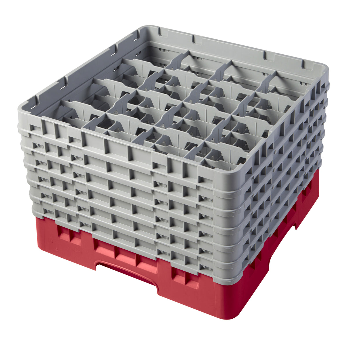 Cambro 16S1114163 Camrack Glass Rack, Red, Full Size, 19-3/4 x 19-3/4, 16 Compartments, 4-3/8 Max Dia, HACCP — Case of 2 pieces