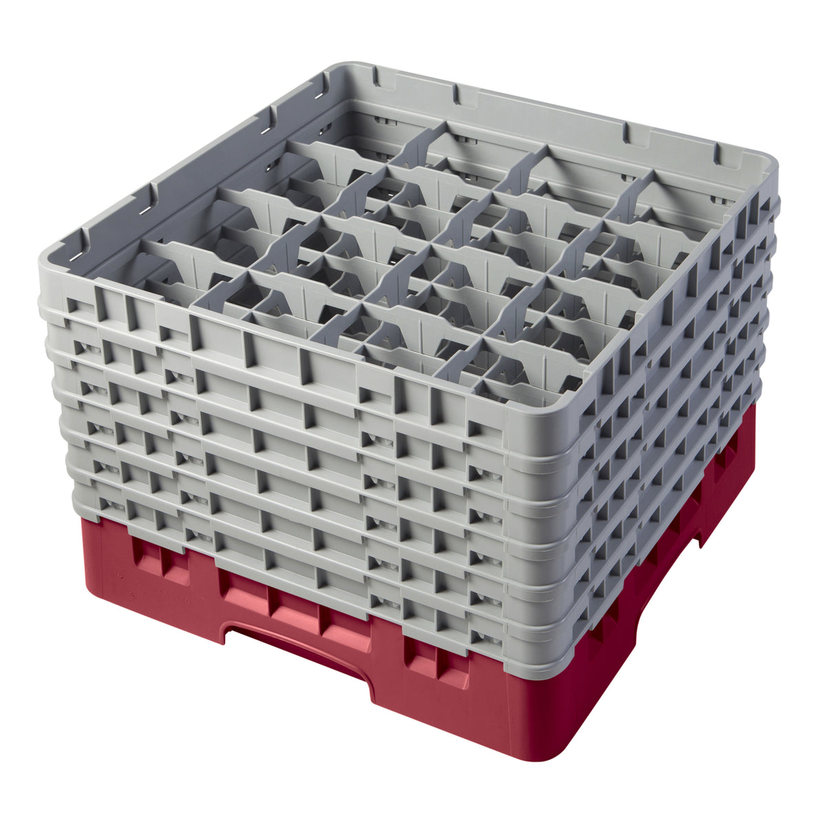 Cambro 16S1114416 Camrack Glass Rack, Full Size, 19-3/4 x 19-3/4, 16 Compartments, Cranberry Red, HACCP Compliant — Case of 2 pieces