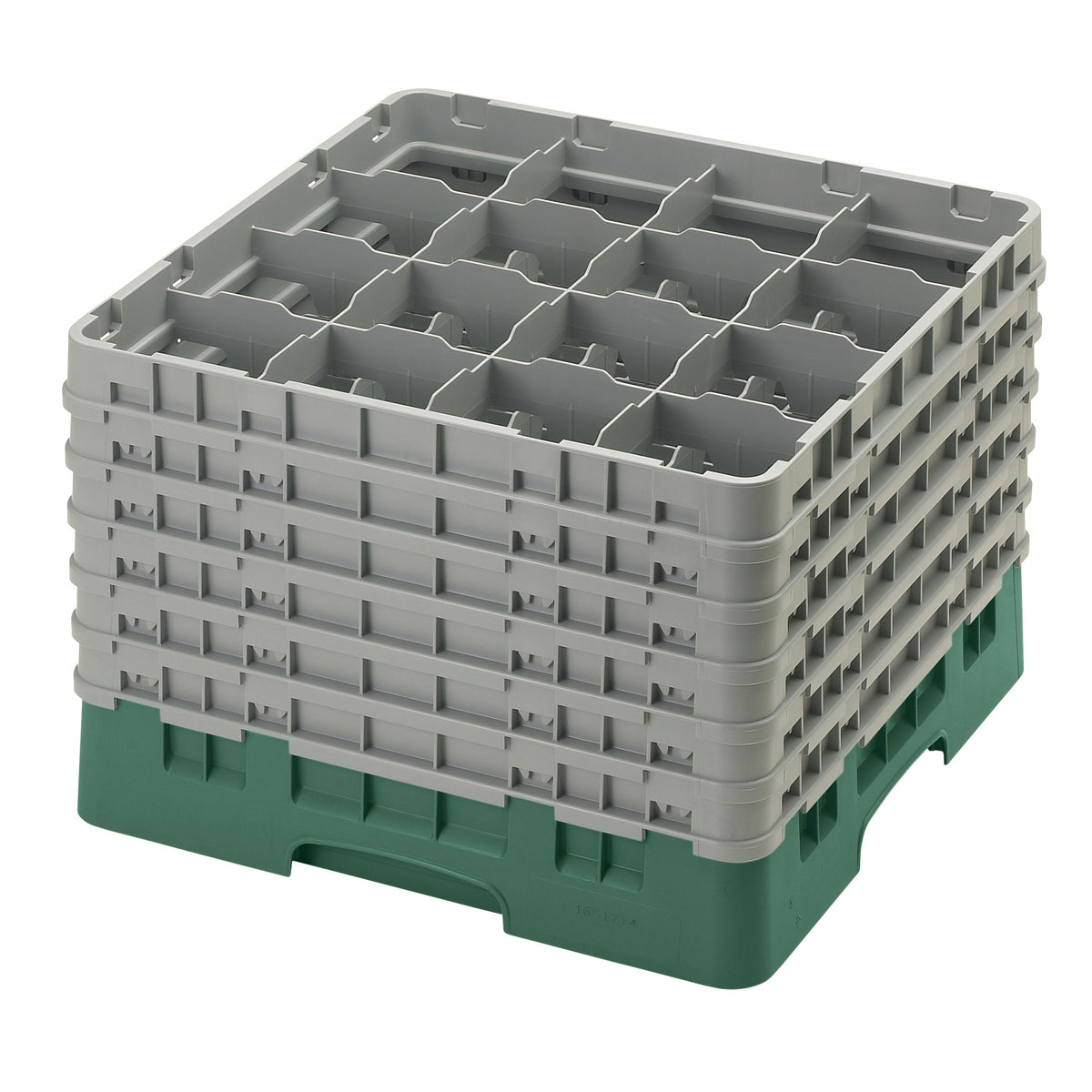 Cambro 16S1214119 Camrack Glass Rack, Sherwood Green, Full Size, 19-3/4 x 19-3/4, 16 Compartments — Case of 2 pieces