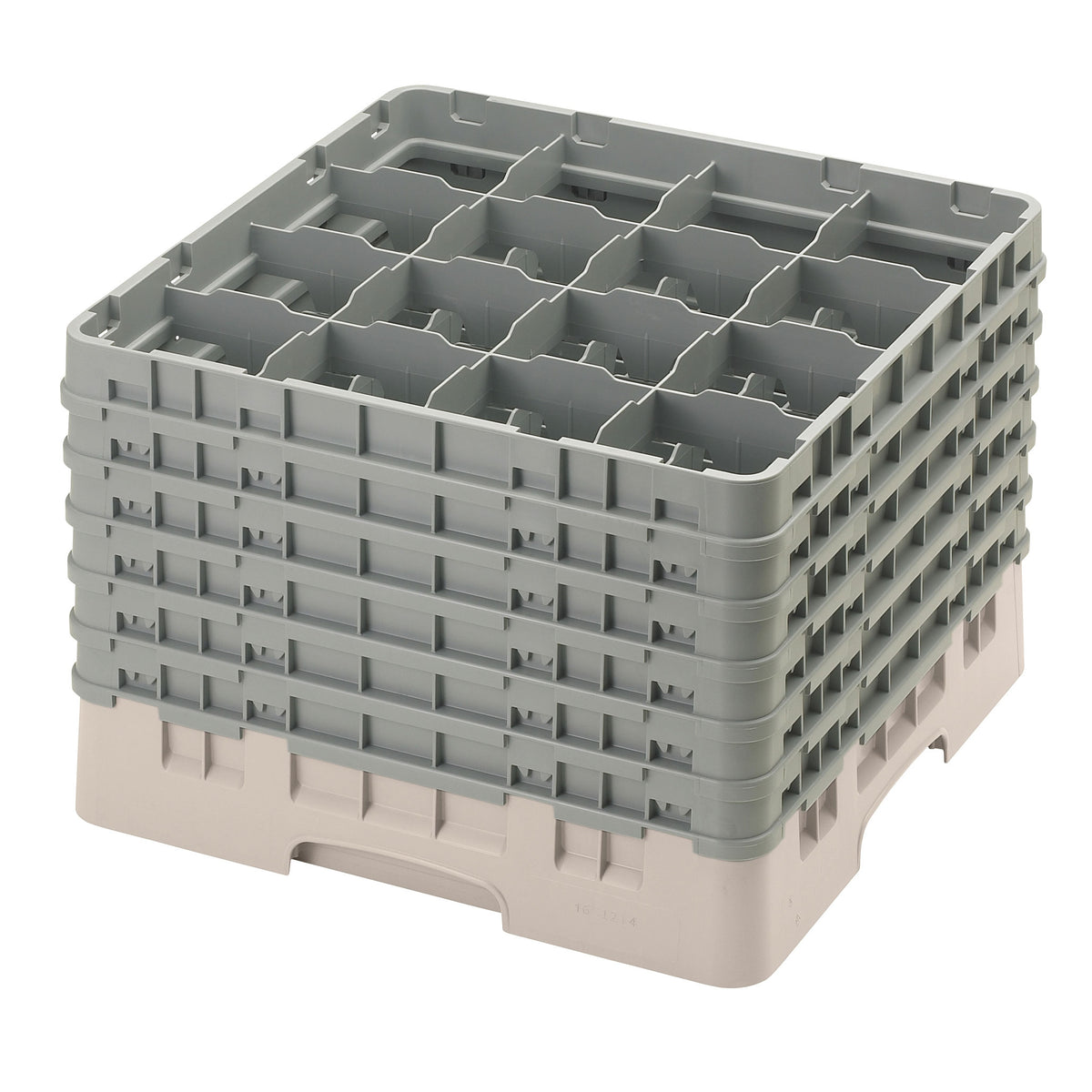 Cambro 16S1214184 Camrack Glass Rack, Full Size, Beige, 16 Compartments, 4-3/8" Max Dia, 12-5/8" Max Height — Case of 2 pieces
