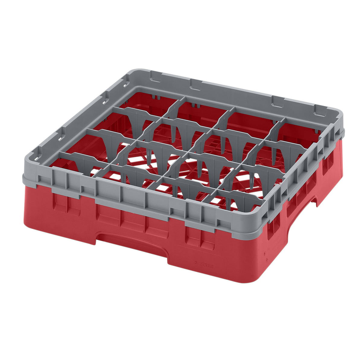 Cambro 16S318163 Camrack Glass Rack, Red, Full Size, 19-3/4" x 19-3/4", 16 Compartments, 4-3/8" Max Dia — Case of 5 pieces