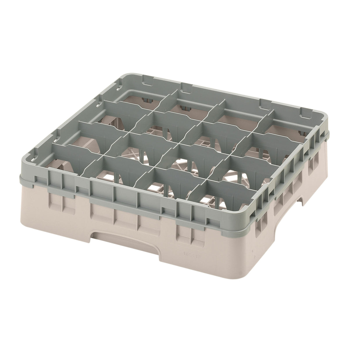 Cambro 16S418184 Camrack Glass Rack, Full Size, 19-3/4 x 19-3/4, 16 Compartments, Beige, HACCP Compliant — Case of 5 pieces