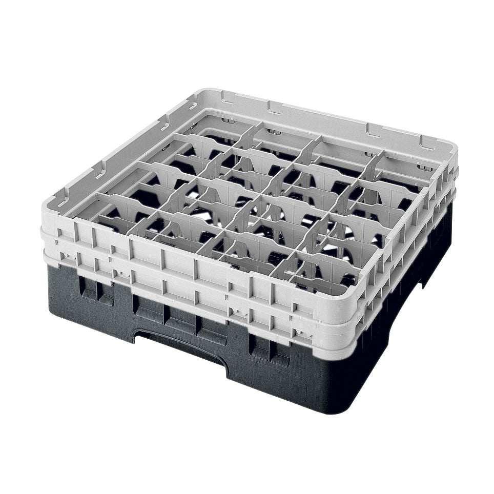 Cambro 16S434110 Camrack Glass Rack, Black, Full Size, 19-3/4 x 19-3/4, 16 Compartments — Case of 4 pieces