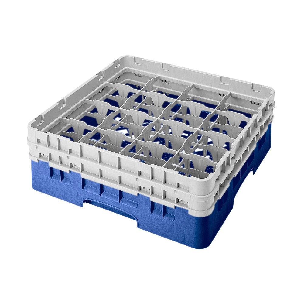 Cambro 16S434168 Camrack Glass Rack, Blue, Full Size, 19-3/4 x 19-3/4, 16 Compartments, 4-3/8 Max Dia, HACCP — Case of 4 pieces