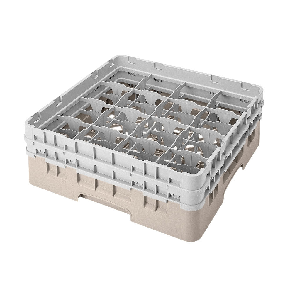 Cambro 16S434184 Camrack Glass Rack, Full Size, Beige, 19-3/4 x 19-3/4, 16 Compartments — Case of 4 pieces