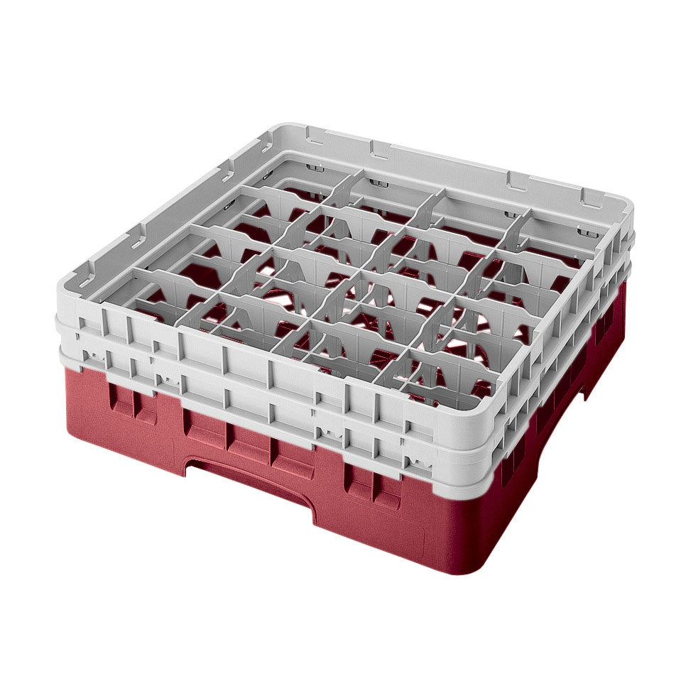 Cambro 16S434416 Camrack Glass Rack, Full Size, 19-3/4 x 19-3/4, 16 Compartments, Cranberry Red, HACCP Compliant — Case of 4 pieces