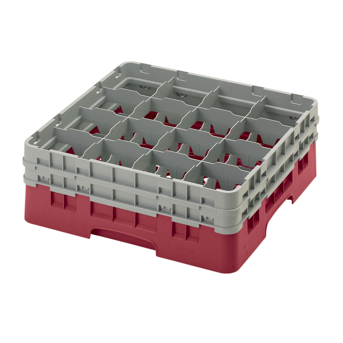 Cambro 16S534416 Camrack Glass Rack, Full Size, 19-3/4" x 19-3/4", 16 Compartments, Cranberry Red, HACCP Compliant — Case of 4 pieces