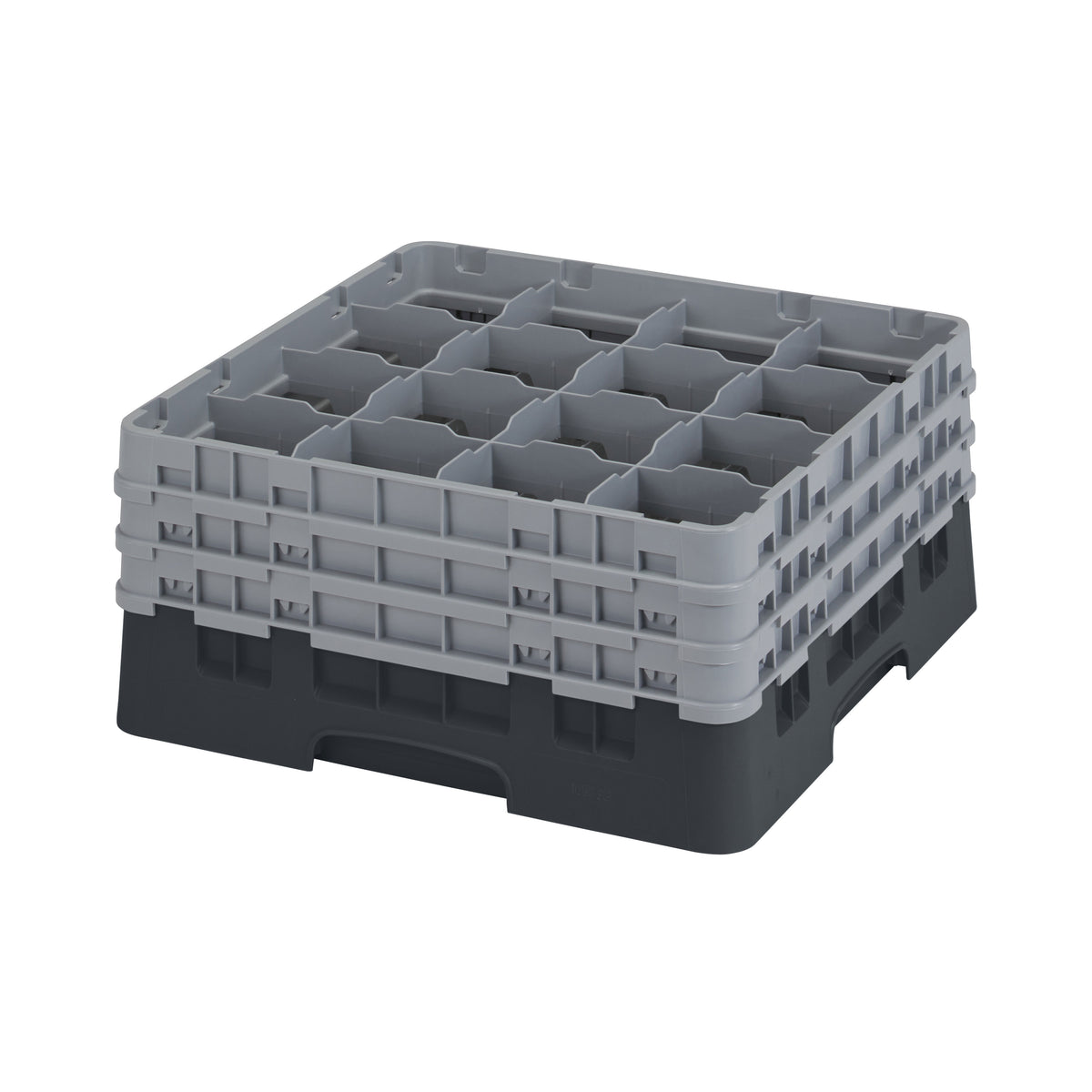 Cambro 16S738110 Camrack Glass Rack, Black, Full Size, 19-3/4 x 19-3/4, 16 Compartments — Case of 3 pieces