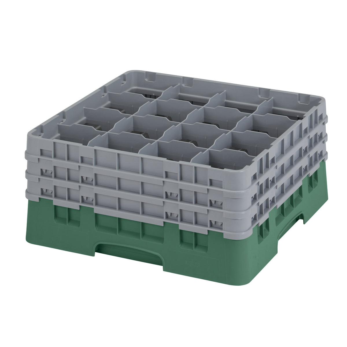 Cambro 16S738119 Camrack Glass Rack, Sherwood Green, Full Size, 19-3/4" x 19-3/4", 16 Compartments — Case of 3 pieces