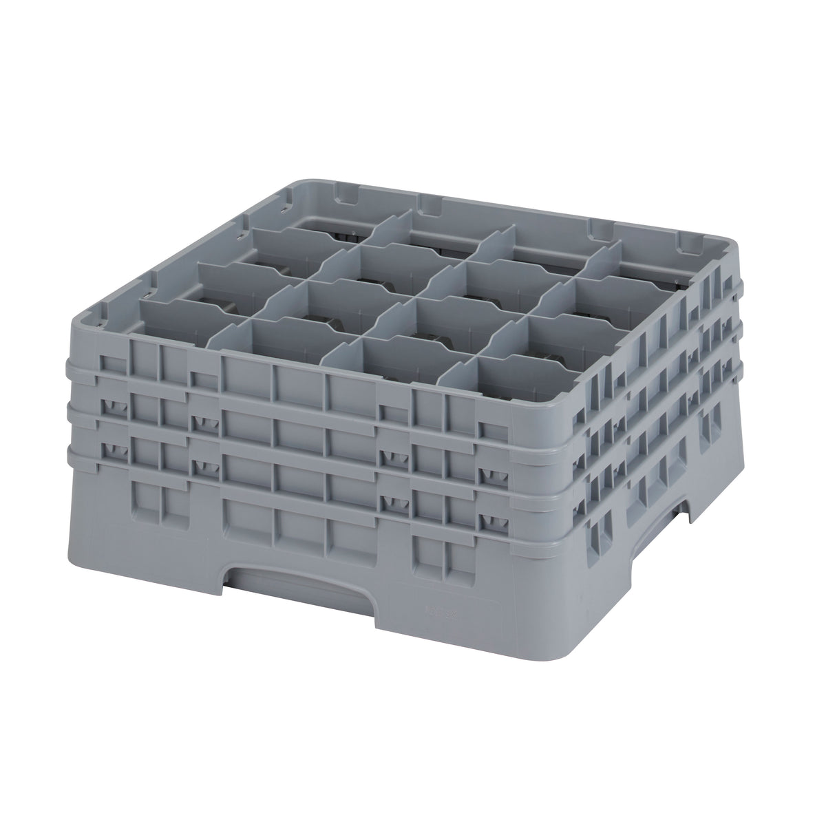Cambro 16S738151 Camrack Glass Rack, Soft Gray, Full Size, 19-3/4" x 19-3/4", 16 Compartments — Case of 3 pieces