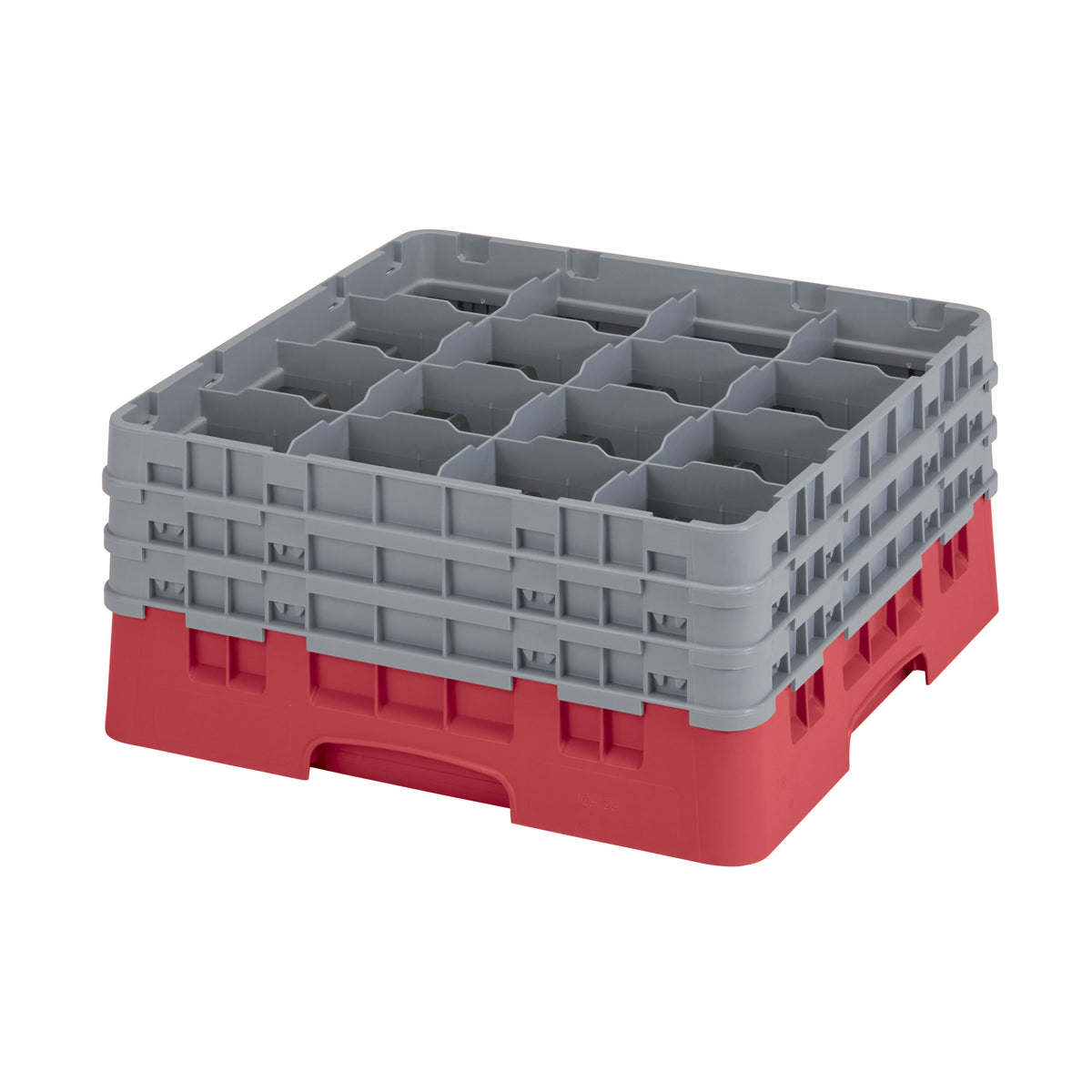 Cambro 16S738163 Camrack Glass Rack, Red, Full Size, 19-3/4 x 19-3/4, 16 Compartments — Case of 3 pieces