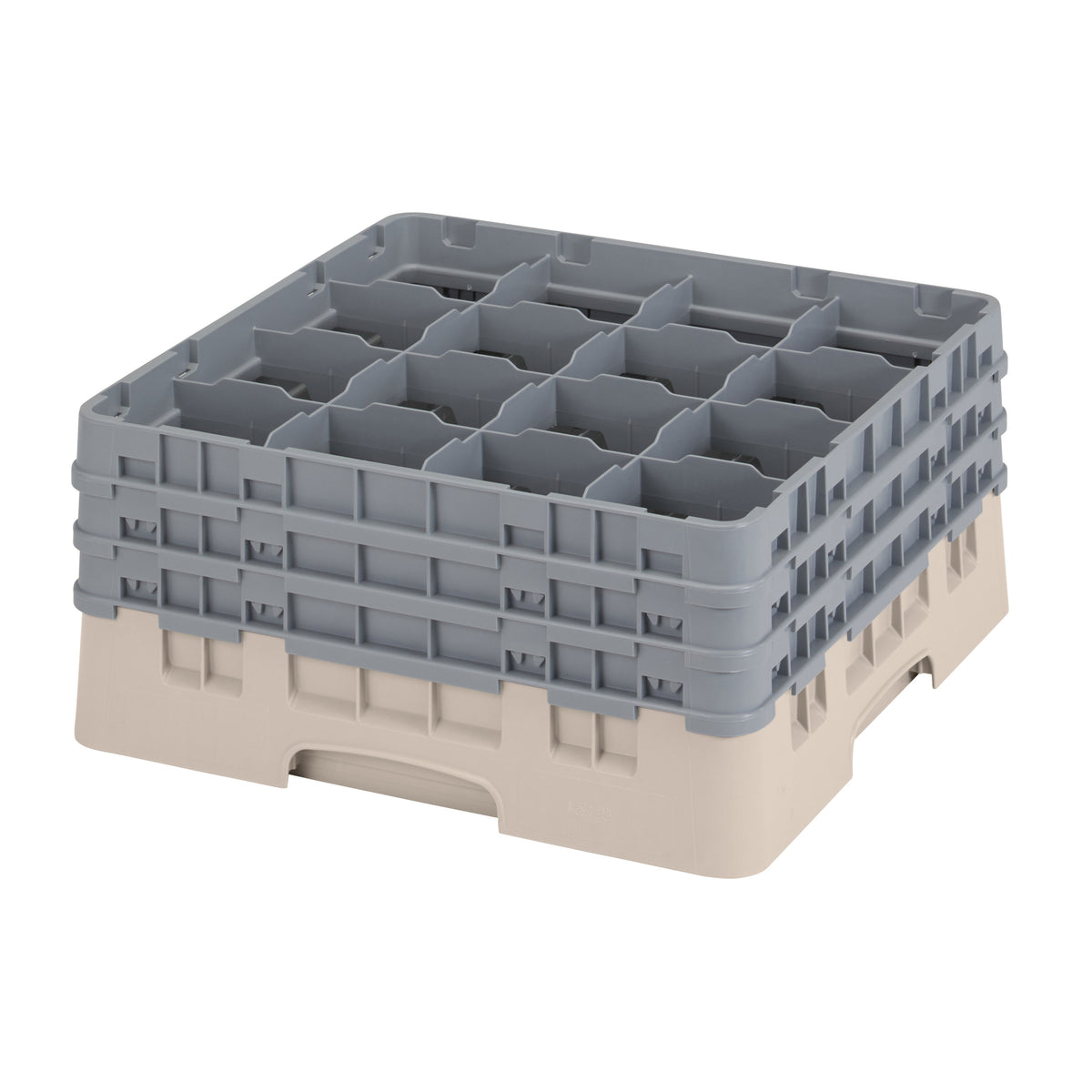 Cambro 16S738184 Camrack Glass Rack, Full Size, Beige, 19-3/4 x 19-3/4, 16 Compartments — Case of 3 pieces