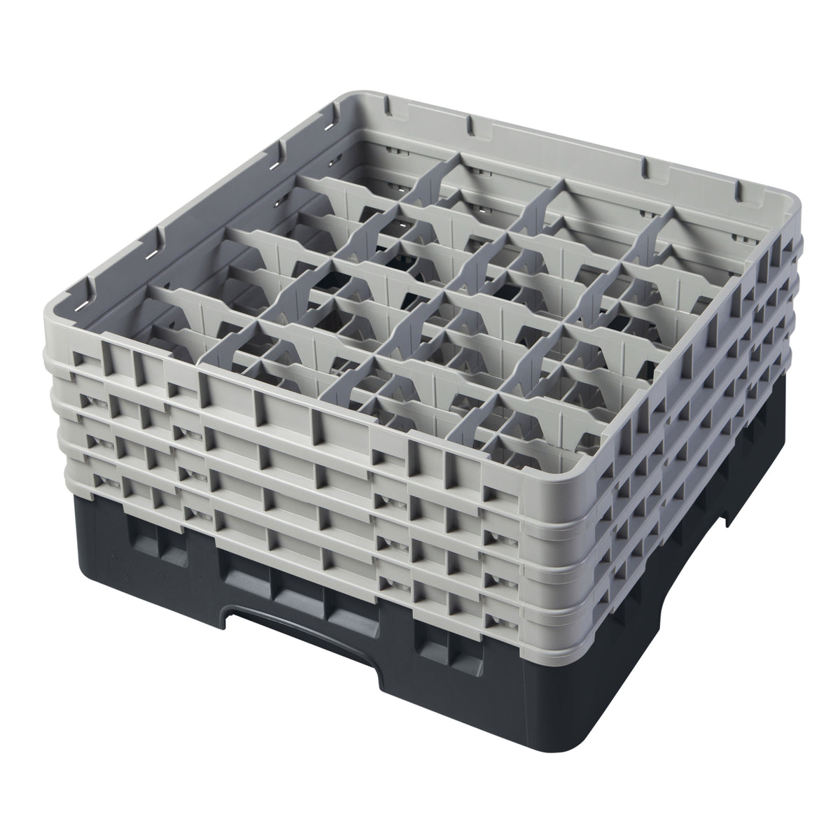 Cambro 16S800110 Camrack Glass Rack, Black, Full Size, 19-3/4 x 19-3/4, 16 Compartments, 4-3/8 Max Dia, HACCP — Case of 2 pieces