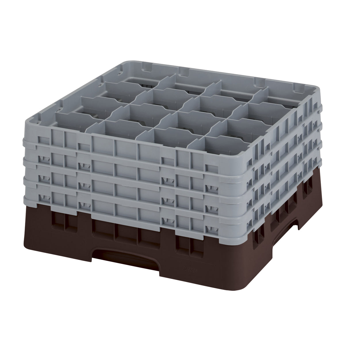 Cambro 16S900167 Camrack Glass Rack, Full Size, 19-3/4 x 19-3/4, 16 Compartments, Brown, HACCP — Case of 2 pieces
