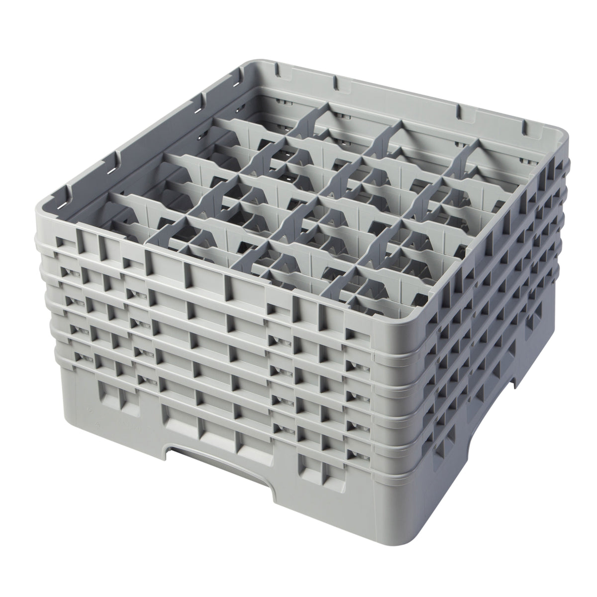 Cambro 16S958151 Camrack Glass Rack, Soft Gray, Full Size, 19-3/4" x 19-3/4", 16 Compartments, 4-3/8" Max Dia — Case of 2 pieces