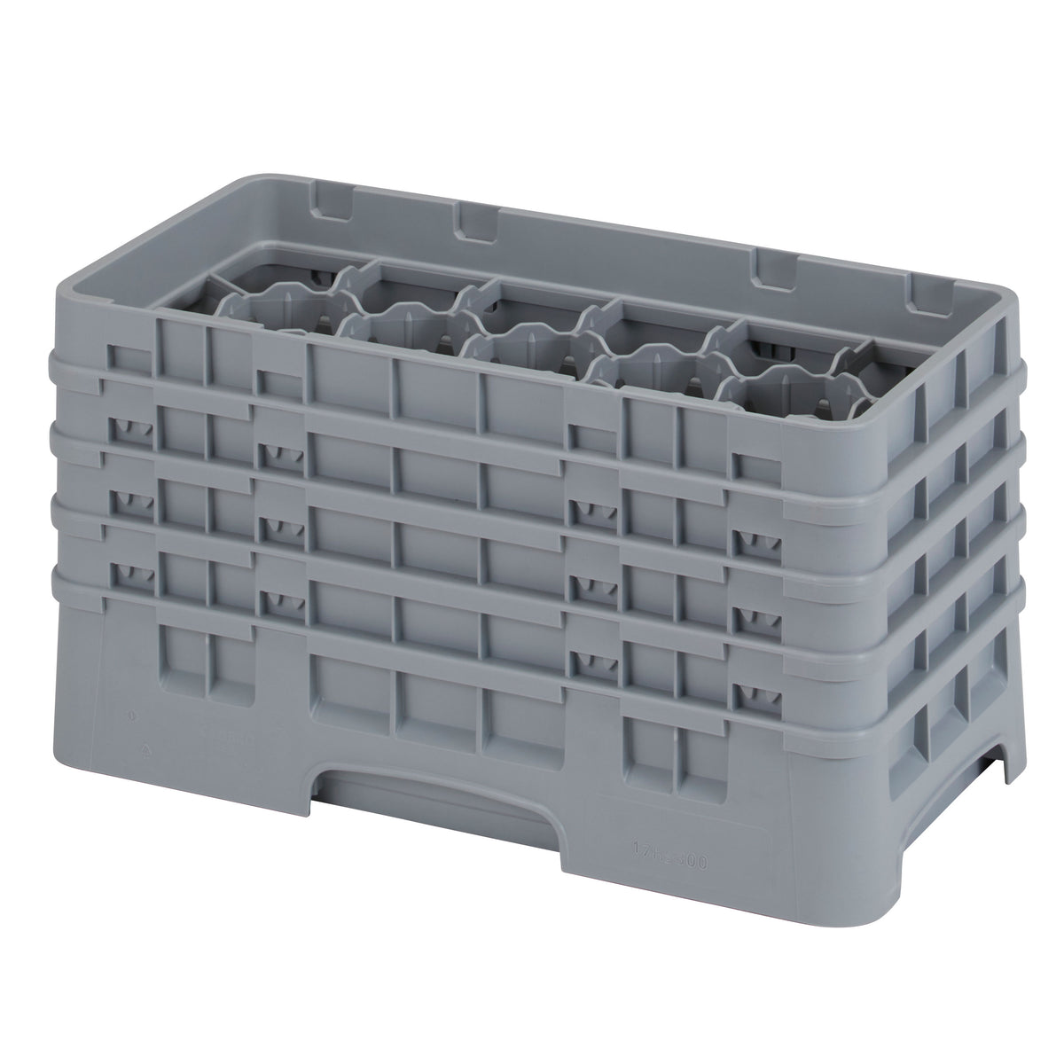 Cambro 17HS800151 Camrack Glass Rack, Half Size, Soft Gray, 10x19.75x10.5, 17 Compartments, 2.875 Max Dia, 8.5 Max Height — Case of 2 pieces