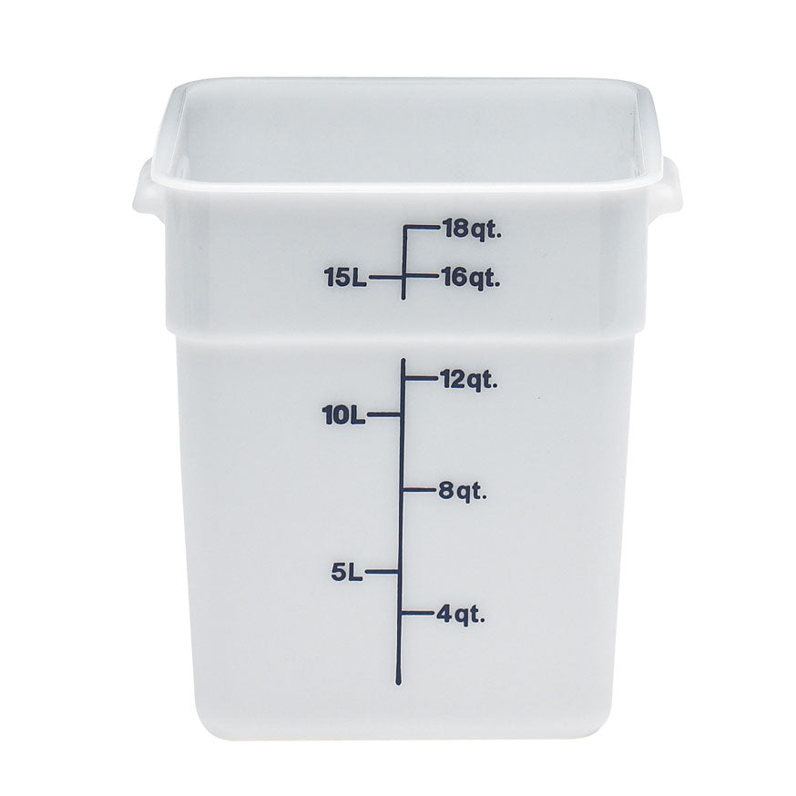 Cambro 18SFSP148 CamSquare 18-qt Square Container, 11-1/4"Lx12-1/4"Wx12-5/8"H, White PE — Case of 6 pieces