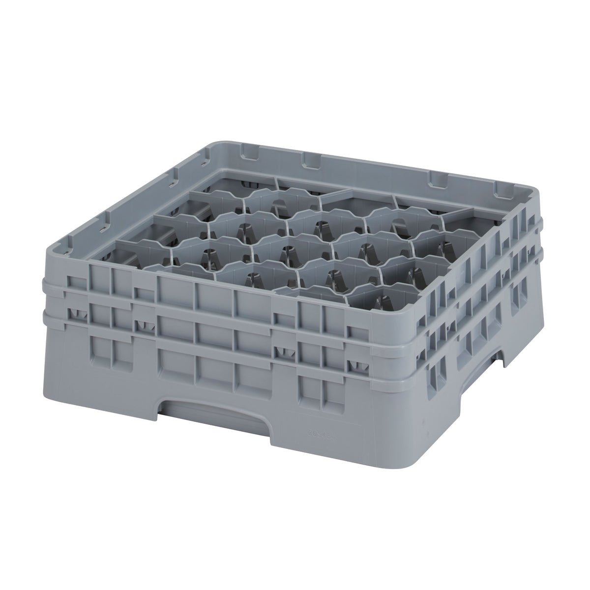 Cambro 20S434151 Camrack Glass Rack, Soft Gray, Full Size, 20 Compartments, 3-7/8" Max Dia, 5-1/4" Max Height — Case of 4 pieces