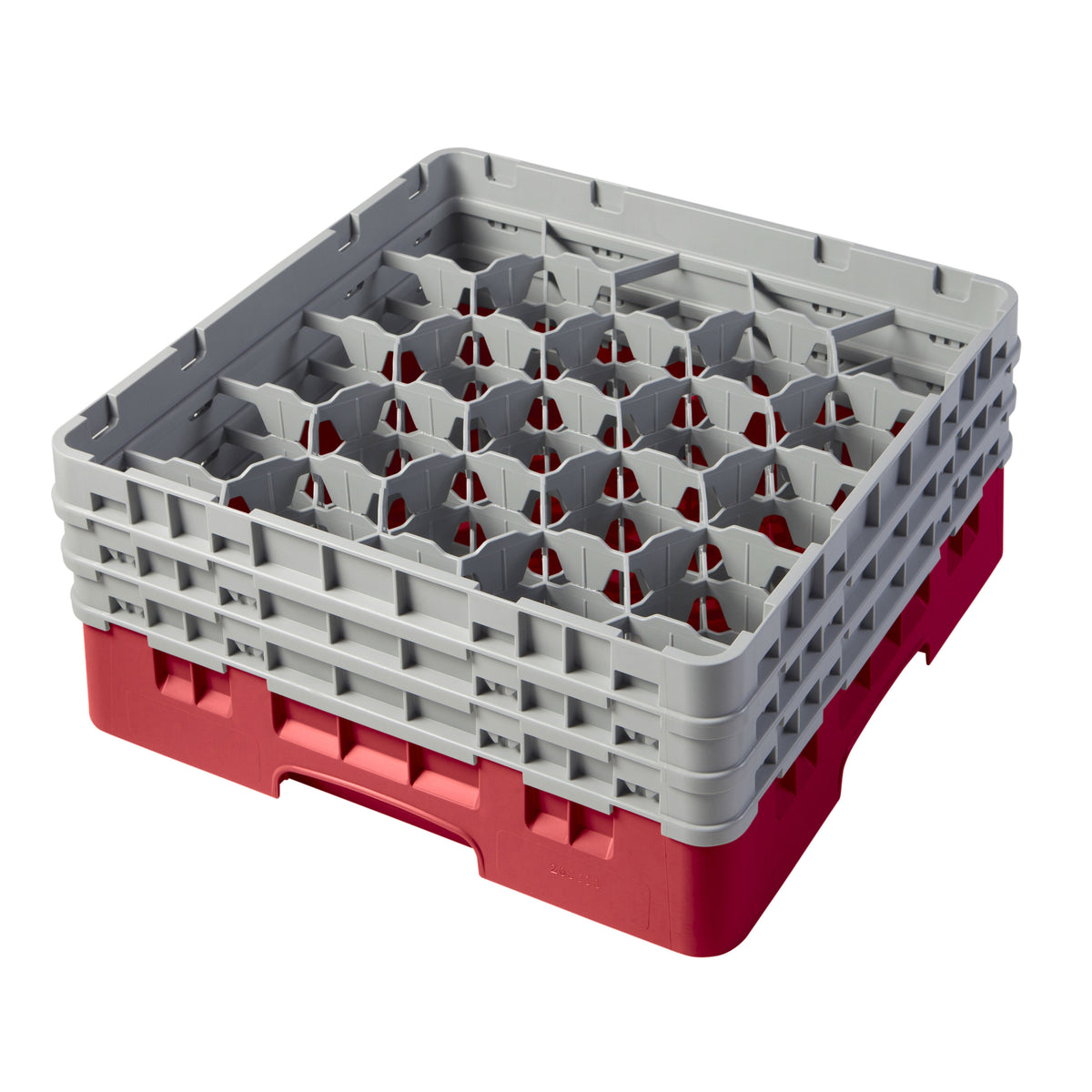 Cambro 20S638163 Camrack Glass Rack, Red, Full Size, 19-3/4 x 19-3/4, 20 Compartments — Case of 3 pieces